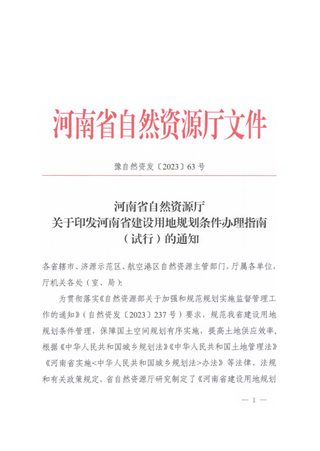 河南省建设用地规划条件办理指南(试行)