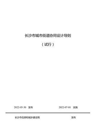 湖南省长沙市《长沙市城市街道协同设计导则》（试行）