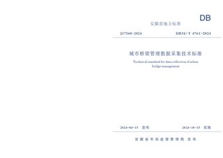 安徽省《城市桥梁管理数据采集技术标准》DB34/T 4761-2024