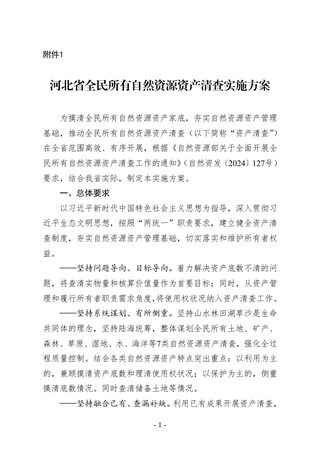 河北省《全民所有自然资源资产清查实施方案》冀自然资发〔2024〕19号