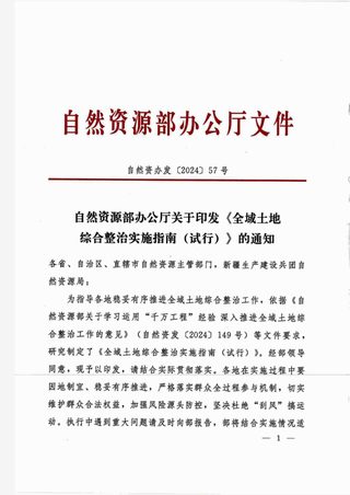 自然资源部办公厅《全域土地综合整治实施指南(试行)》自然资办发〔2024〕57号