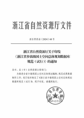 浙江省乡镇级国土空间总体规划数据库规范(试行)