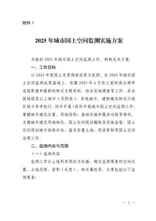 自然资源部《2025年城市国土空间监测实施方案》自然资办函〔2025〕1311号