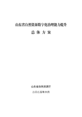 山东省自然资源厅《山东省自然资源数字化治理能力提升总体方案的通知》鲁自然资字〔2025〕85号
