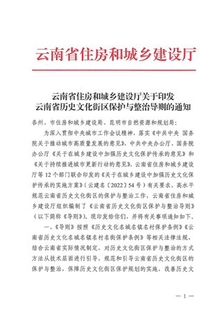 云南省历史文化街区保护与整治导则
