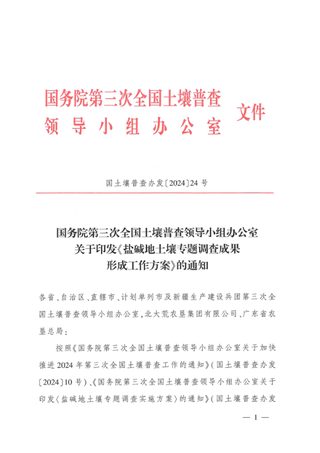 国务院第三次全国土壤普查领导小组办公室《盐碱地土壤专题调查成果形成工作方案》国土壤普查办发〔2024〕24号