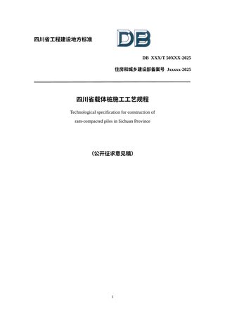 四川省《载体桩施工工艺规程》（公开征求意见稿）