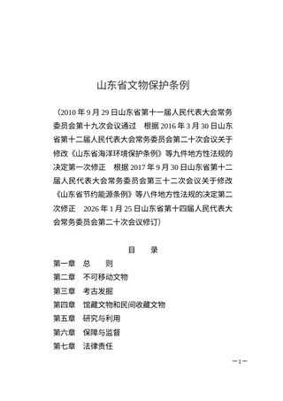 山东省文物保护条例（自2026年3月1日起施行）