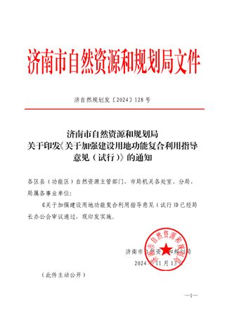 济南市自然资源和规划局《关于加强建设用地功能复合利用指导意见(试行)》济自然规划发〔2024〕128号