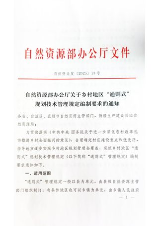 自然资源部办公厅《关于乡村地区“通则式”规划技术管理规定编制要求的通知》自然资办发〔2025〕13号