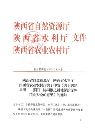 陕西省自然资源厅《关于共建共用“一张图”协同推进耕地保护保障粮食安全的意见》陕自然资发〔2024〕826号