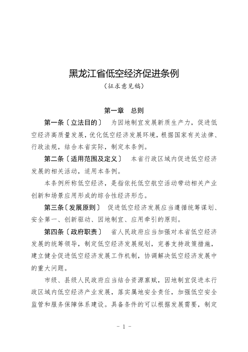 黑龙江省低空经济促进条例(征求意见稿)