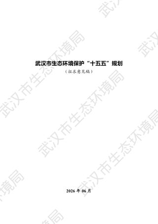 武汉市生态环境保护“十五五”规划（征求意见稿）
