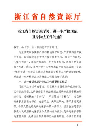 浙江省自然资源厅《关于进一步严格规范卫片执法工作的通知》