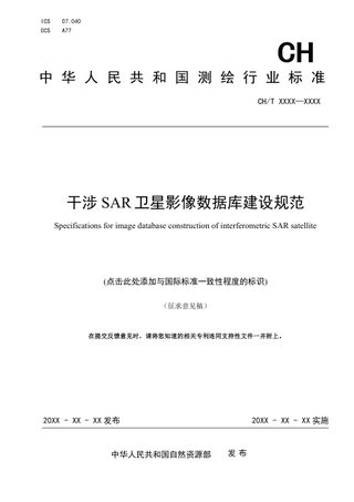 《干涉SAR卫星影像数据库建设规范》(征求意见稿)