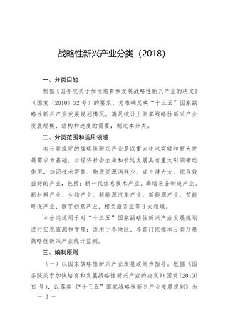 战略性新兴产业分类(2018)