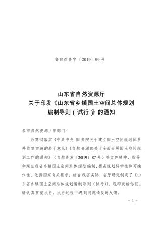 山东省乡镇国土空间总体规划编制导则(试行)