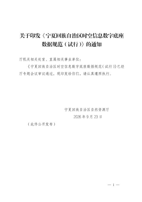 宁夏回族自治区时空信息数字底座数据规范(试行)