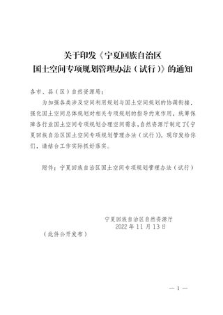 宁夏回族自治区国土空间专项规划管理办法(试行)