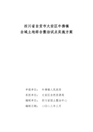 四川省自贡市大安区牛佛镇全域土地综合整治试点实施方案