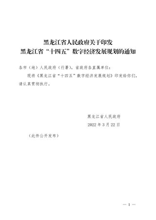 黑龙江省“十四五”数字经济发展规划