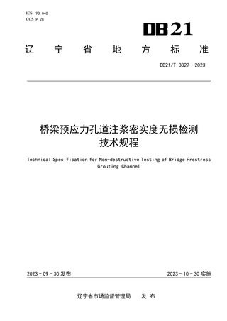 辽宁省《桥梁预应力孔道注浆密实度无损检测技术规程》DB21/T 3827-2023