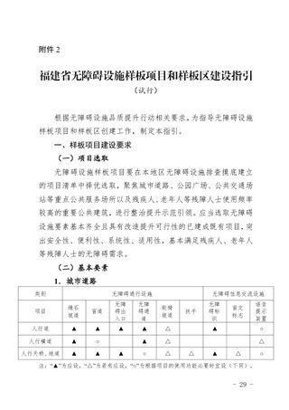 福建省无障碍设施样板项目和样板区建设指引(试行)