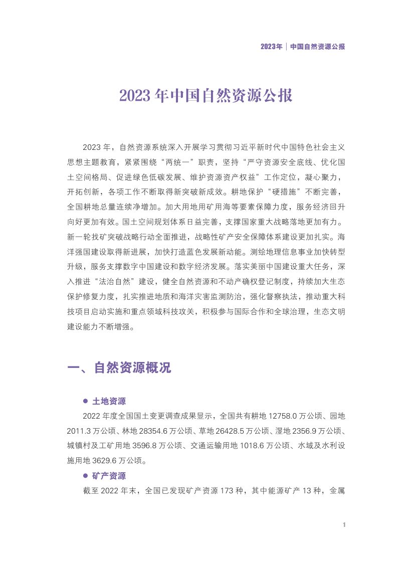 2023年中国自然资源公报第3页
