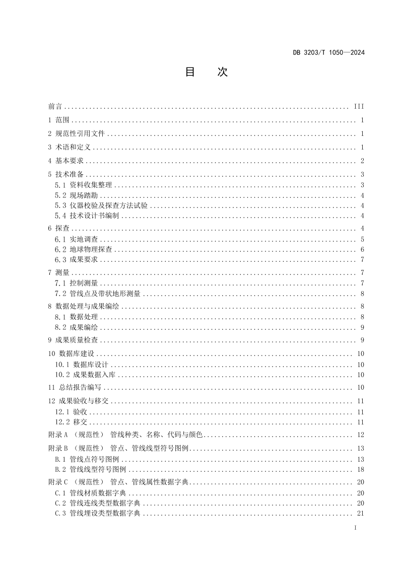 江苏省徐州市《地下管线普查技术规程》DB3203/T 1050-2024第3页