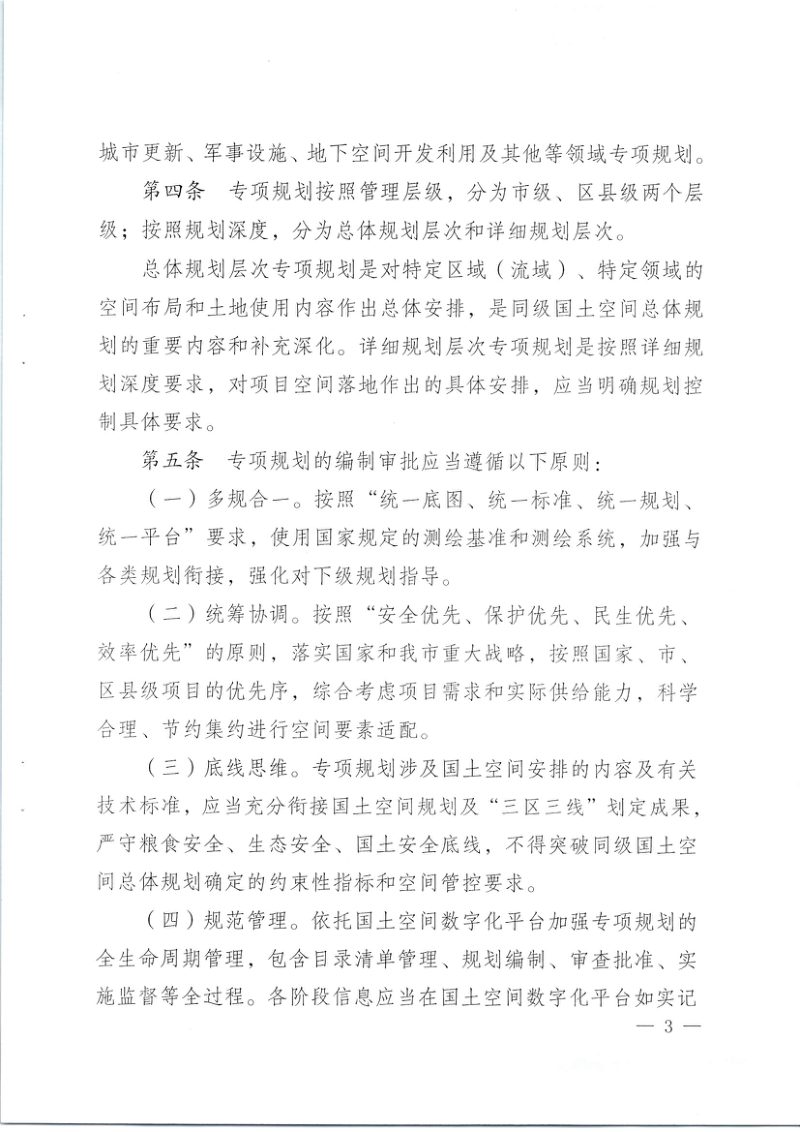 重庆市国土空间专项规划管理办法（试行）第3页