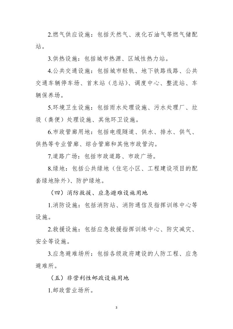 自然资源部《划拨用地目录》（修订征求意见稿）第3页