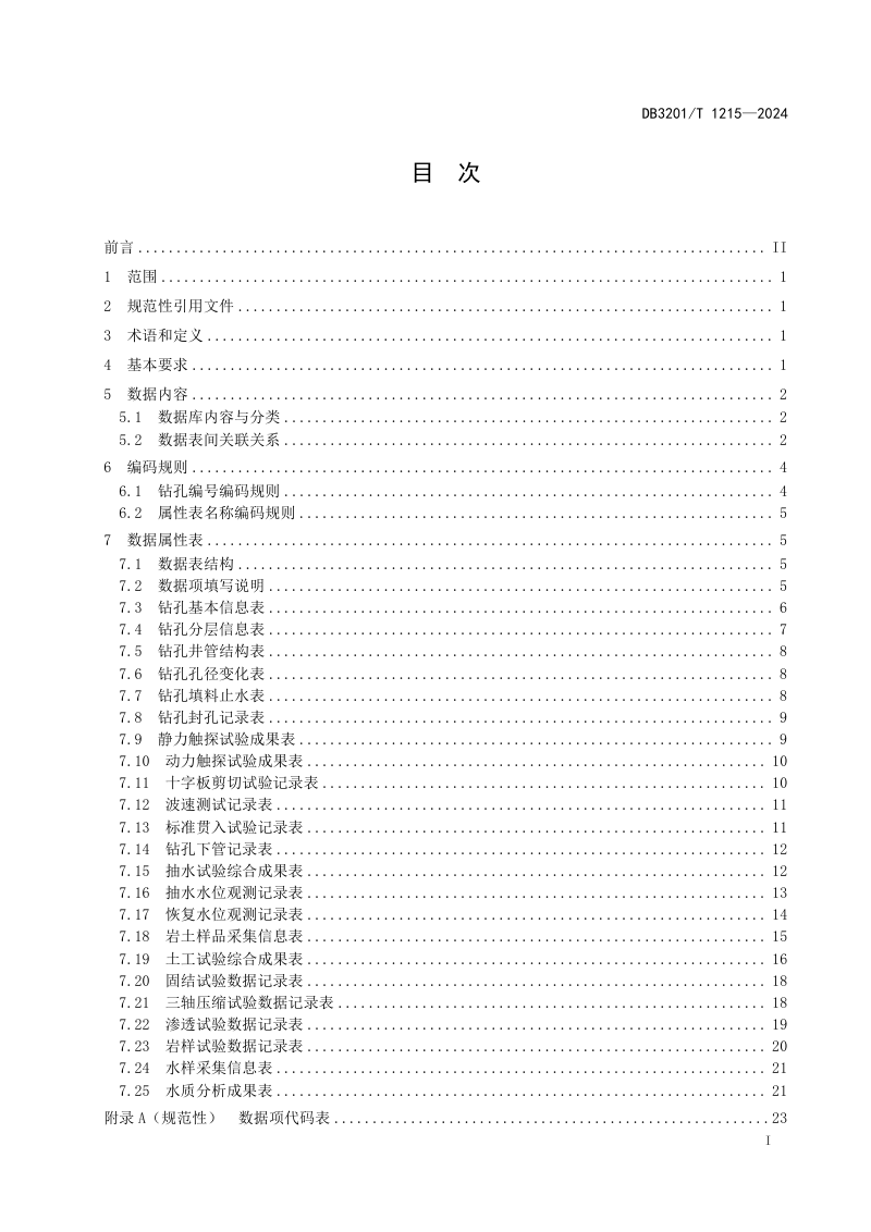 江苏省南京市《工程地质钻孔数据内容与数据库结构》DB3201/T 1215-2024第3页