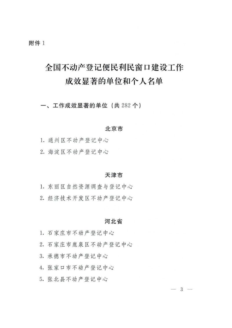 自然资源部办公厅《关于通报表扬全国不动产登记便民利民窗口建设工作成效显著的单位和个人的函》自然资办函〔2025〕71号第3页