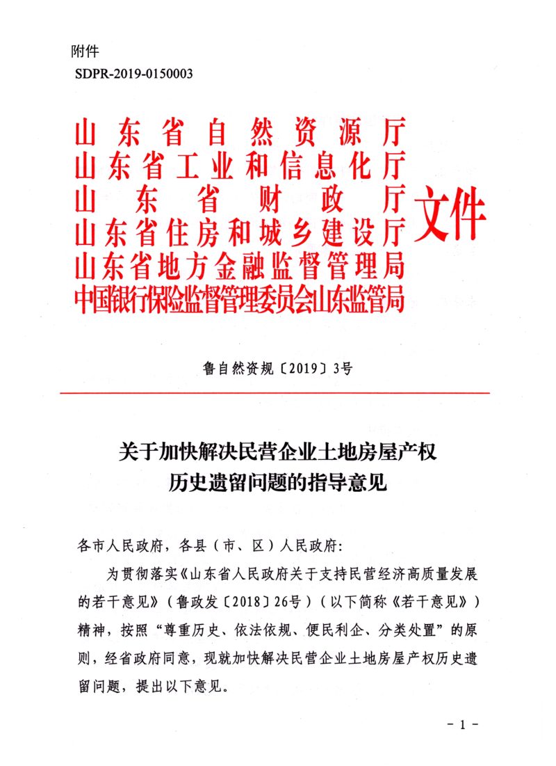 山东省自然资源厅《关于加快解决民营企业土地房屋产权历史遗留问题的指导意见》鲁自然资字〔2021〕71号第3页