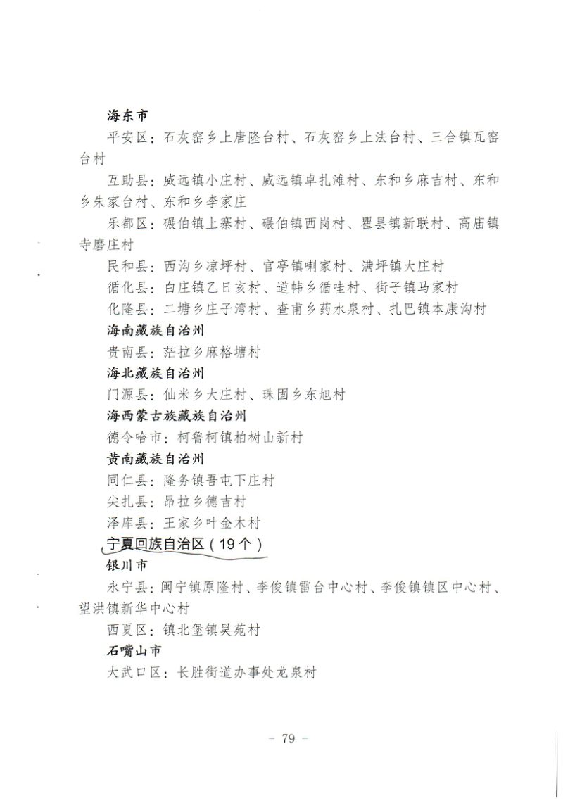 国家林业和草原局《关于公布第一批国家森林乡村名单的通知》林生发〔2019〕126号第3页