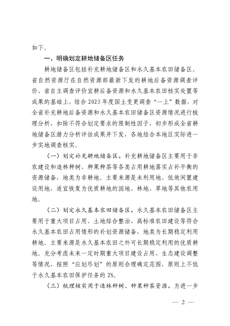 江西省自然资源厅 江西省农业农村厅 江西省林业局《关于划定耕地储备区的通知》赣自然资字〔2024〕8号第2页