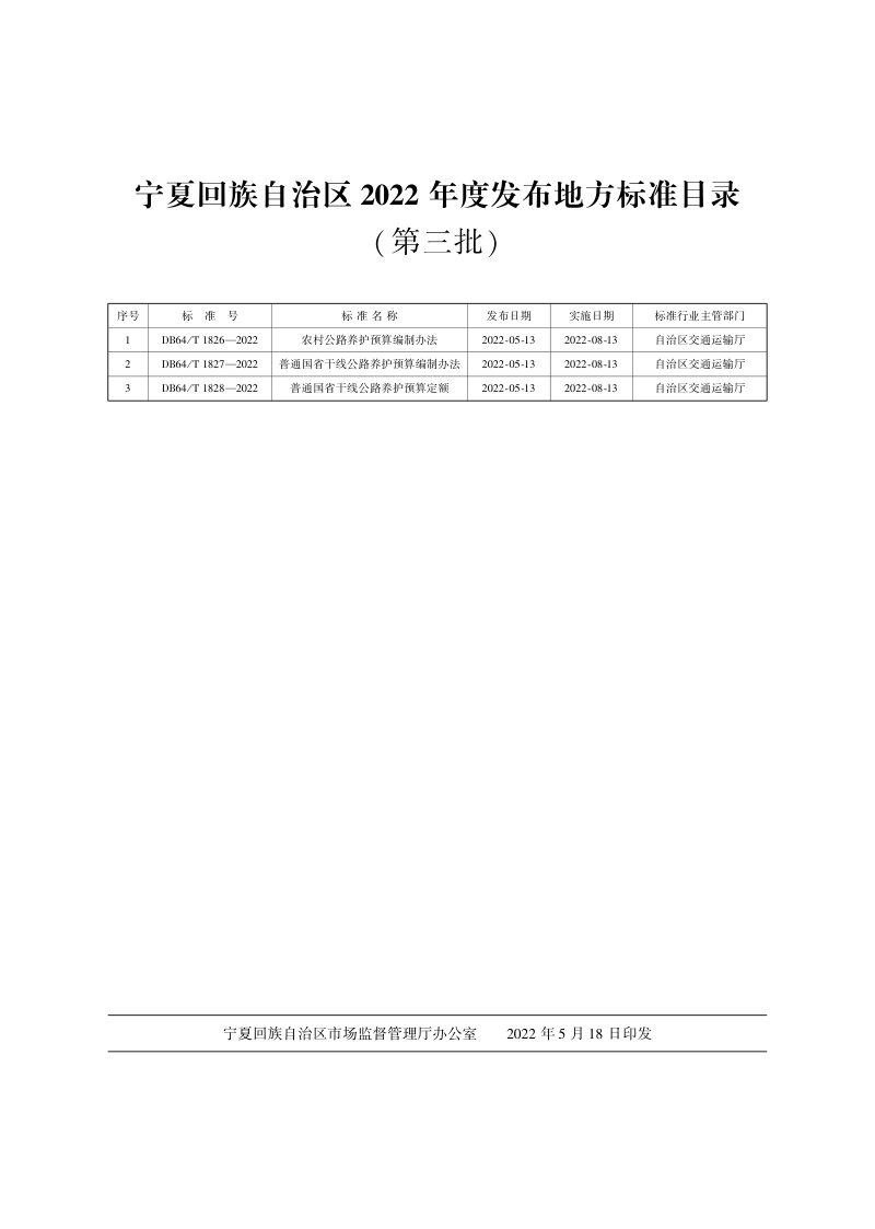 宁夏回族自治区《农村公路养护预算编制办法》DB64/T 1826-2022第3页