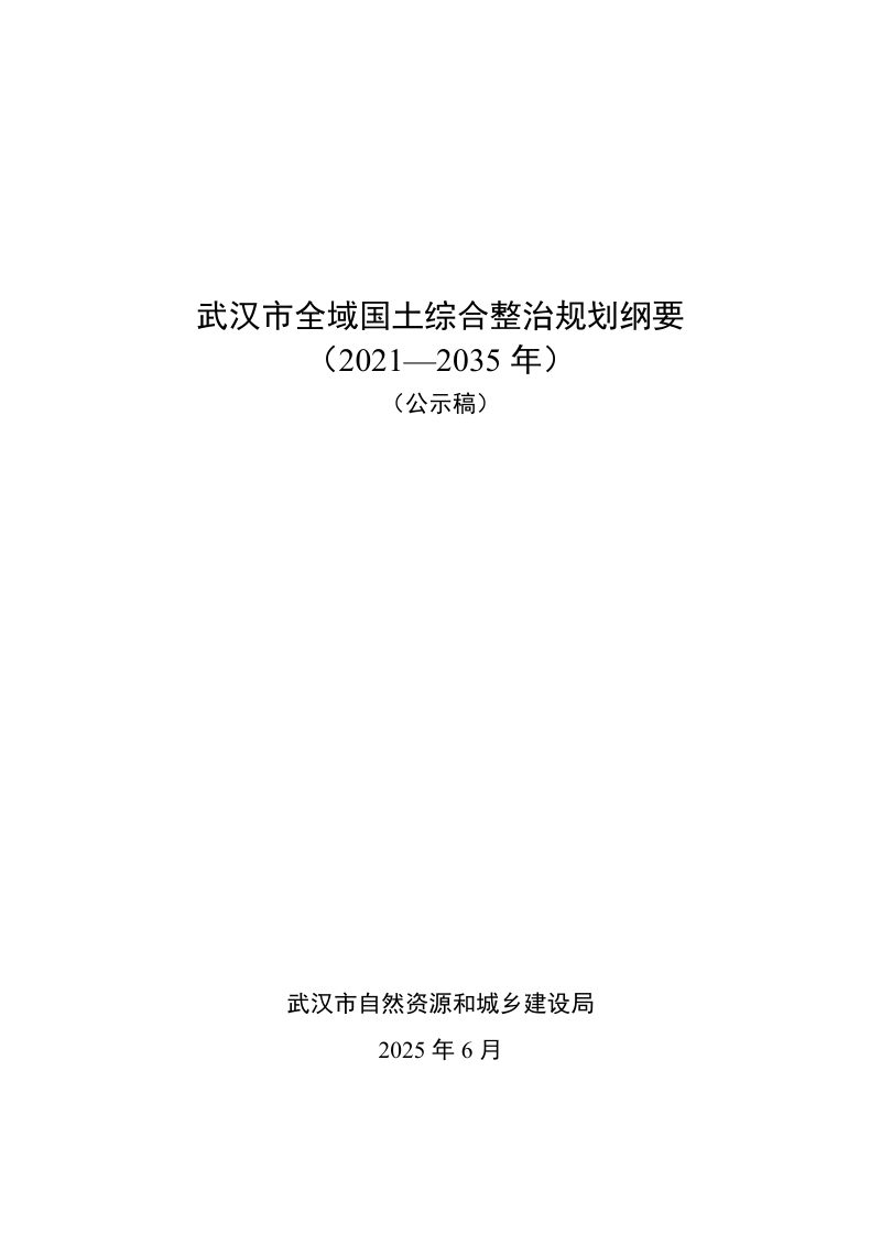 武汉市全域国土综合整治规划纲要（2021-2035年）第1页