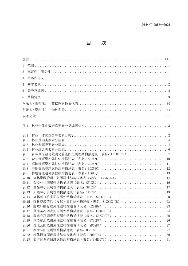 广东省《林业一体化数据库规范》DB44/T 2686-2025第3页