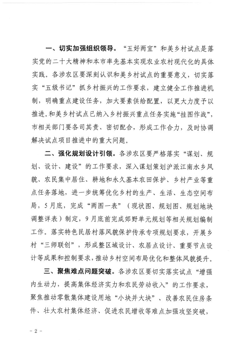 上海市农业农村委员会《关于做好2024年度“五好两宜”和美乡村试点工作的通知》沪乡村振兴办〔2024〕6号第2页