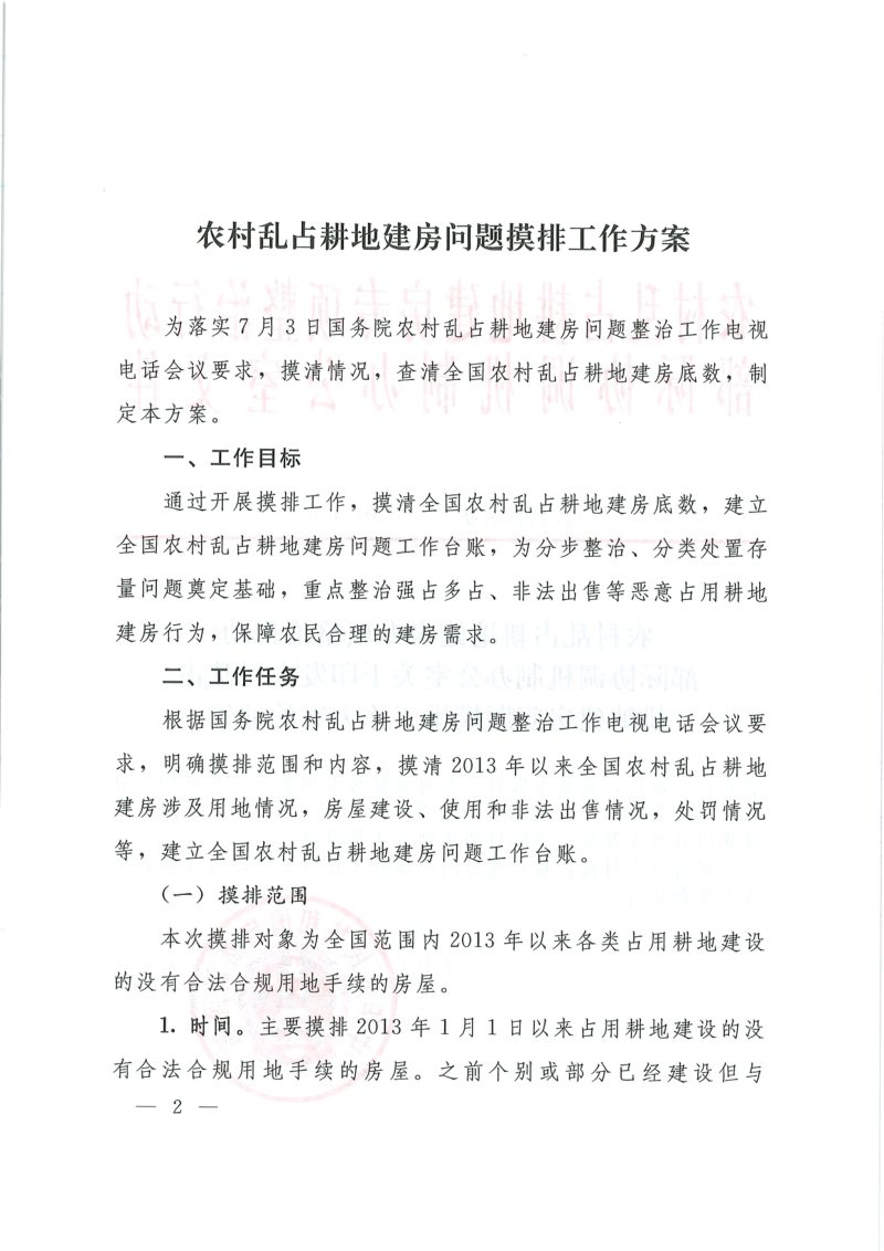 农村乱占耕地建房专项整治行动部际协调机制办公室《关于印发农村乱占耕地建房问题摸排工作方案的通知》协调机制办发〔2020〕1号第2页