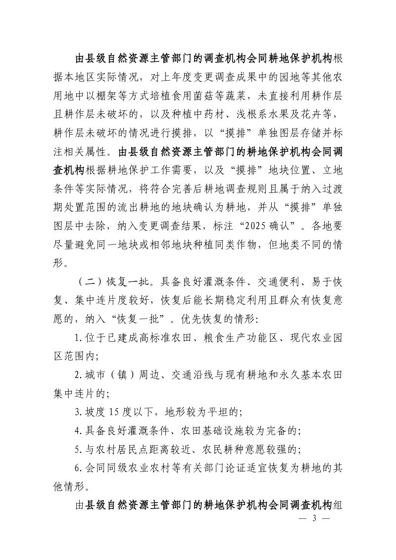 江西省自然资源厅办公室《关于做好流出耕地处置工作的通知》赣自然资办函〔2025〕251号第3页