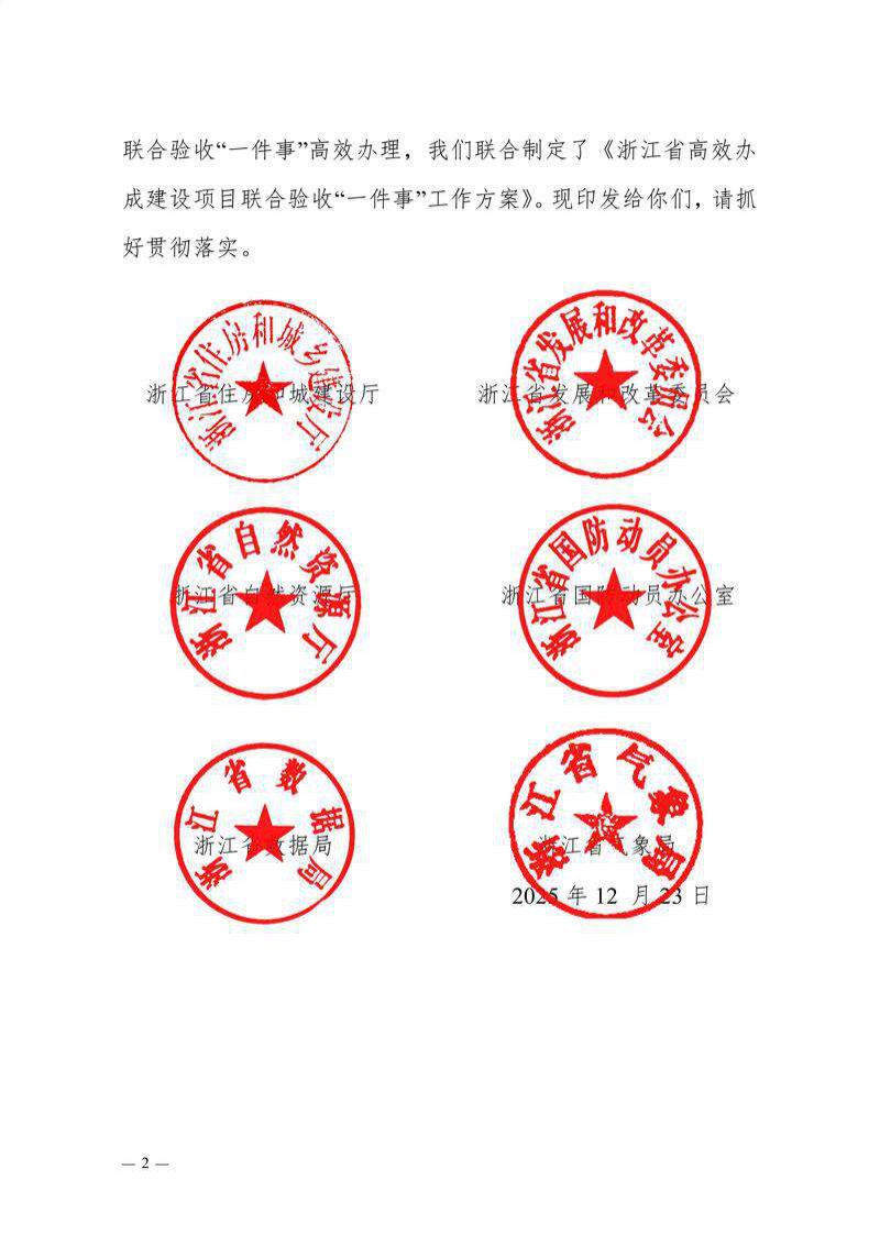 浙江省住房和城乡建设厅等6部门《浙江省高效办成建设项目联合验收“一件事”实施方案》浙建政服发〔2025〕139号第2页