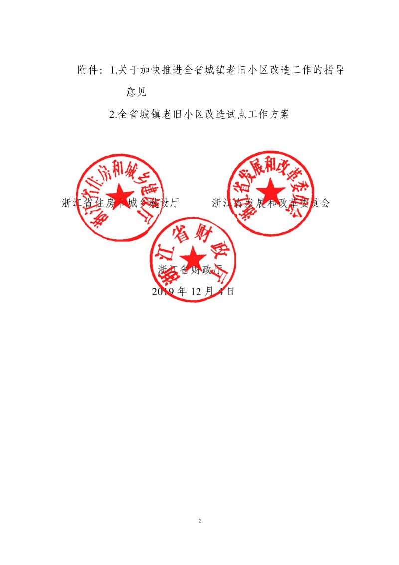 浙江省住房和城乡建设厅 浙江省发展和改革 委员会 浙江省财政厅《关于加快推进全省城镇老旧小区改造工作的指导意见》和《全省城镇老旧小区改造试点工作方案》浙建城〔2019〕58号第2页