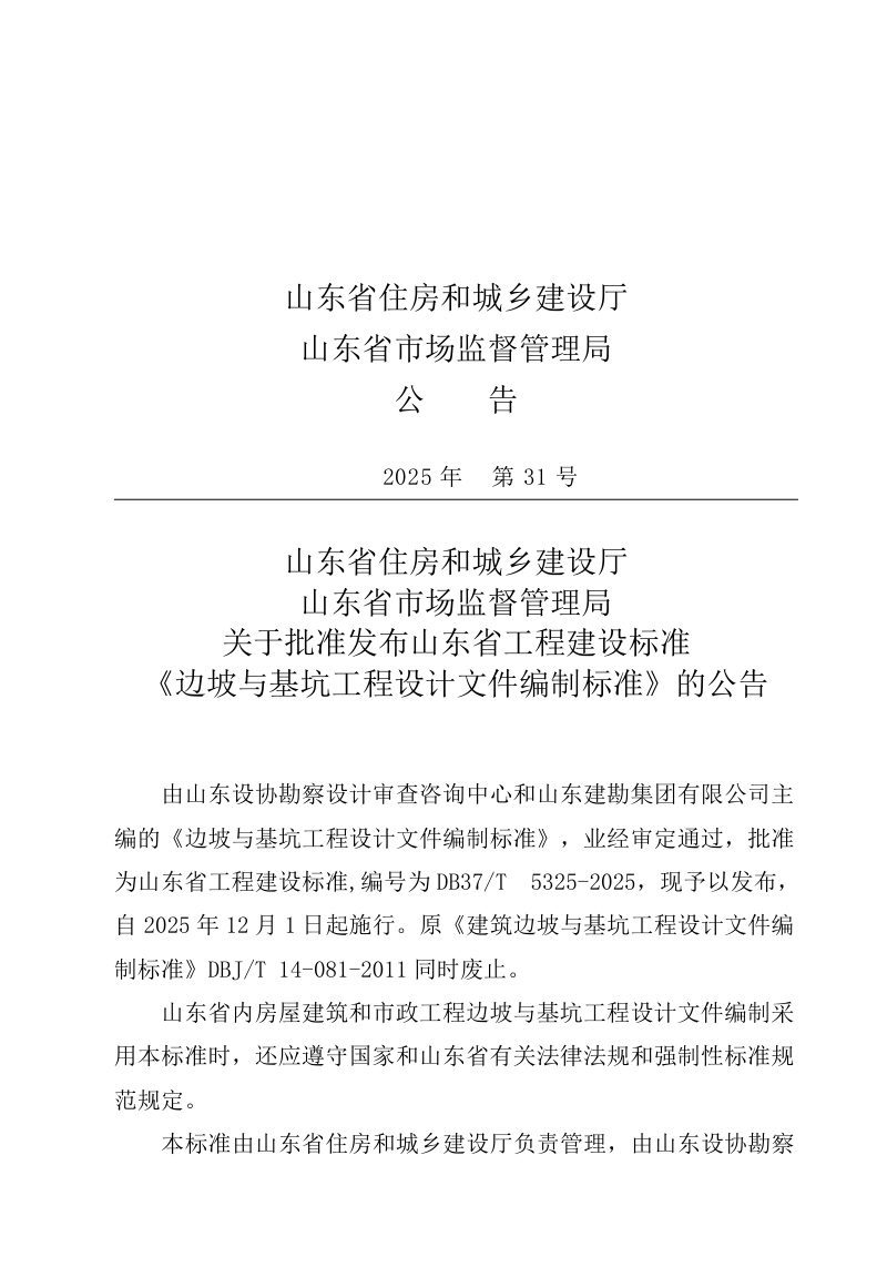 山东省《边坡与基坑工程设计文件编制标准》DB37/T5325-2025第3页