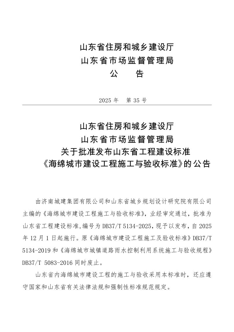 山东省《海绵城市建设工程施工与验收标准》DB37/T5134-2025第3页