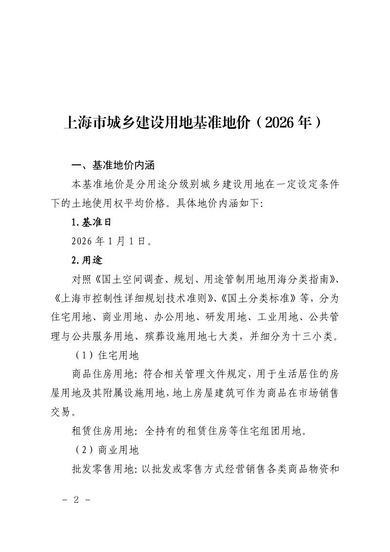 上海市城乡建设用地基准地价（2026年）第2页