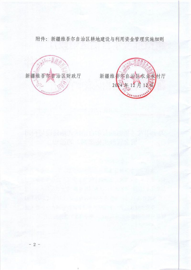 新疆维吾尔自治区耕地建设与利用资金管理实施细则第2页