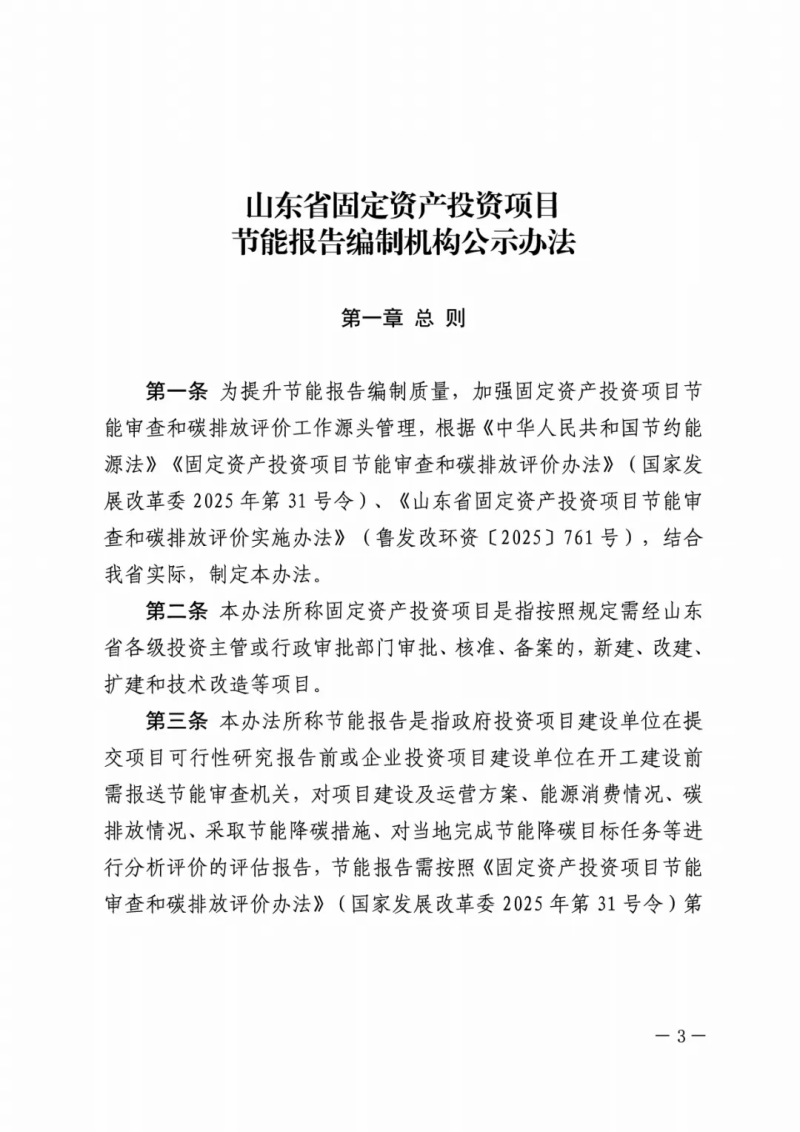 山东省发展改革委《山东省固定资产投资项目节能报告编制机构公示办法》鲁发改环资〔2026〕236号第3页
