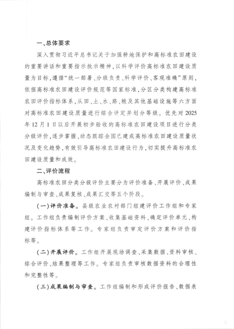农业农村部办公厅《关于做好高标准农田分类分级评价工作的通知》农办建〔2026〕6号第2页